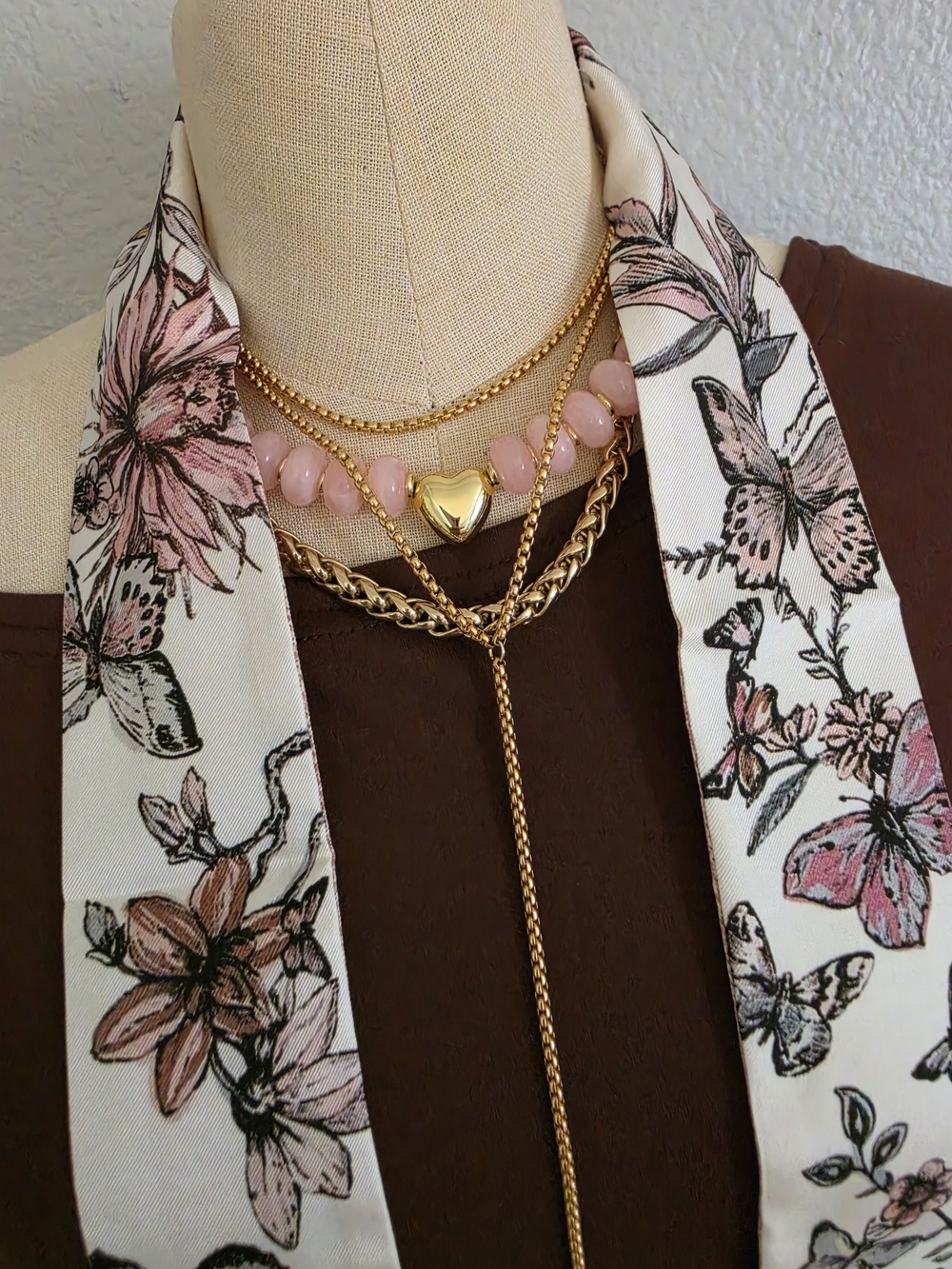 Dior Floral Silk Twilly in White and Pink Stripe - Picture 6 of 6